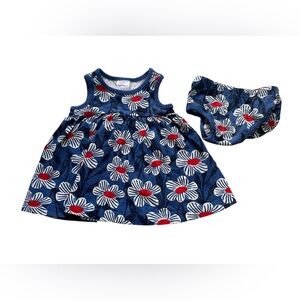 Hanna Andersson Baby Cotton Dress & Bloomer Set 3-6 Months 60 cm Blue Daisy
